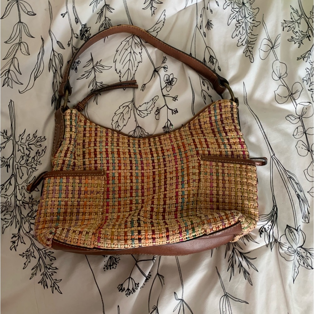 Fossil 1954 multicolor straw woven handbag